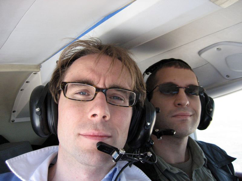 Guy and Olaf on Jonny's plane