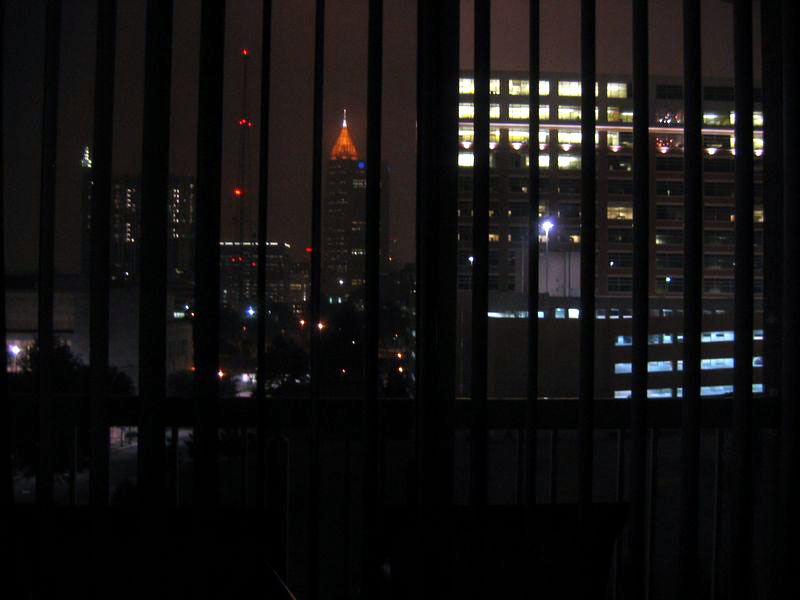 Night view from my bed, some skyscraper.