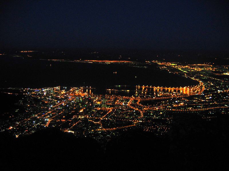 Cape Town by night with lights