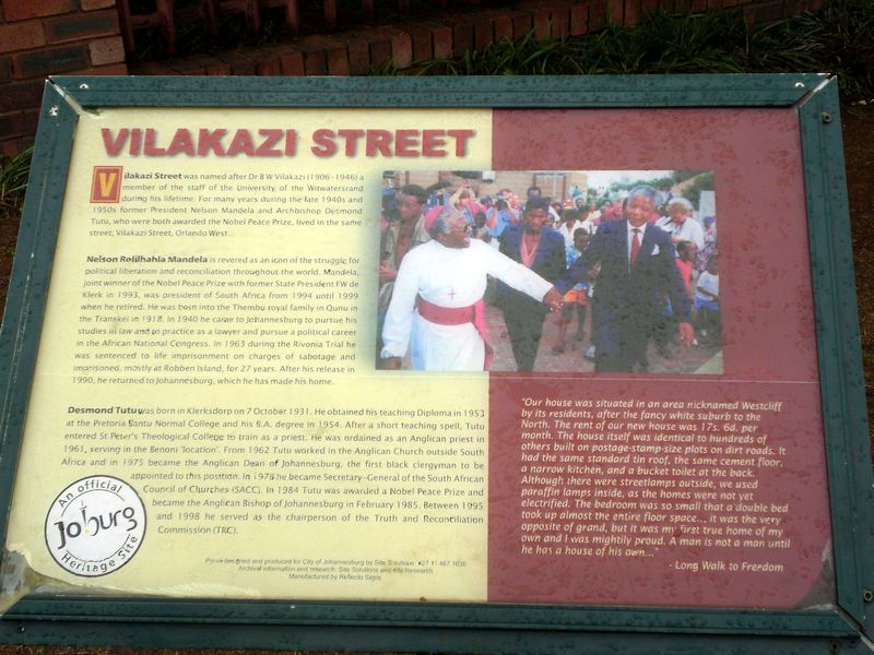 Vilakazi Street: two nobel prize winners. Not bad