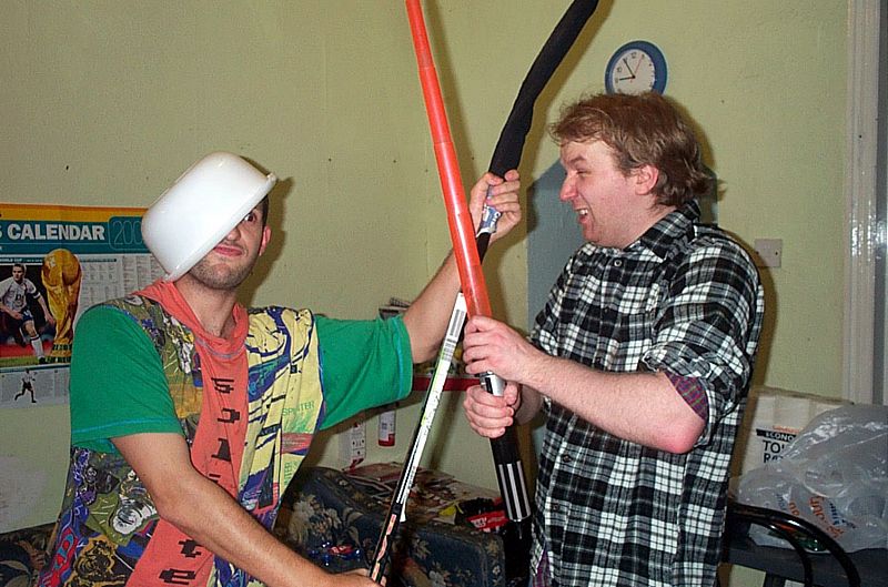 Me and Rob getting ready for the world cup, June 2002
