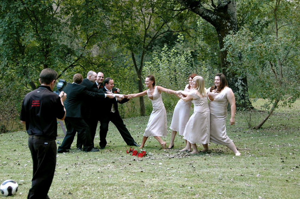 The bestmen and bridemaids having some fun