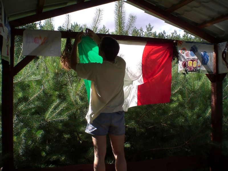 Michal improves the place with an italian flag