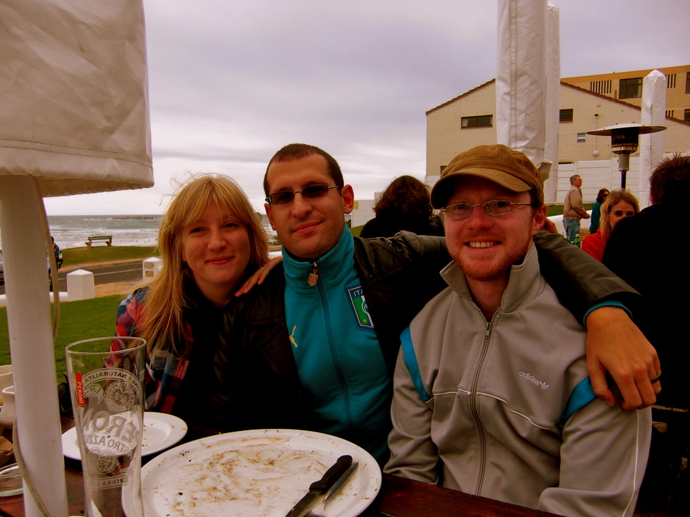 With Kirsten and Andy, lunch by the ocean