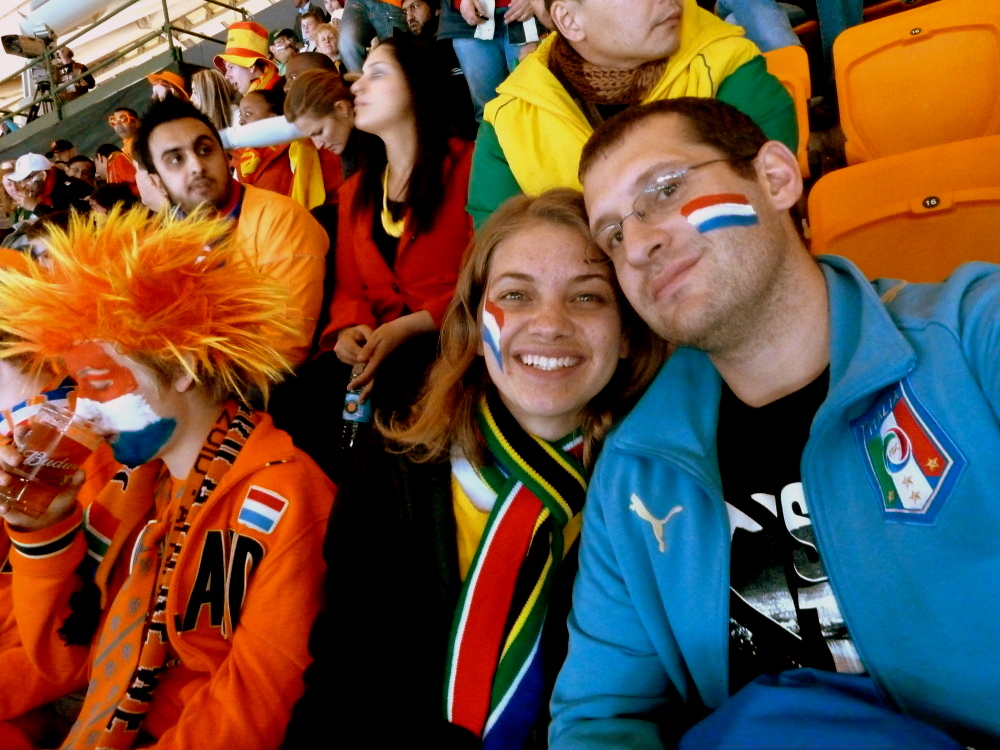 Lindsey and I surrounded by Dutch supporters