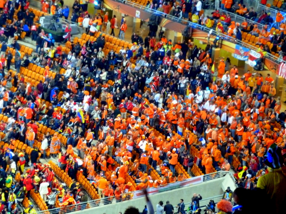 The whole stadium is orange